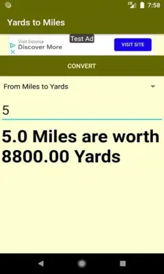 Yards to Miles Converter android App screenshot 1